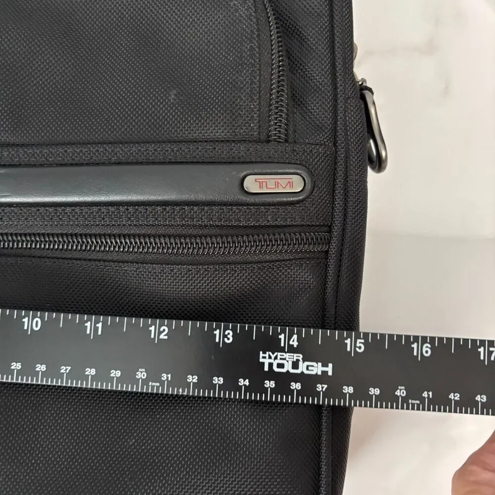 TUMI Black Ballistic Nylon Slimline Padded Laptop Bag Black Leather Handles
